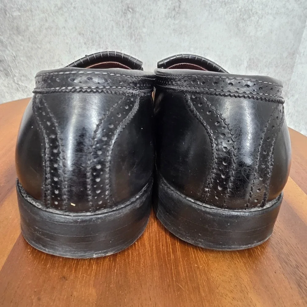 Allen Edmonds Bridgeton Loafers Mens 11 C Black Leather Brogue Kiltie Tassel USA
